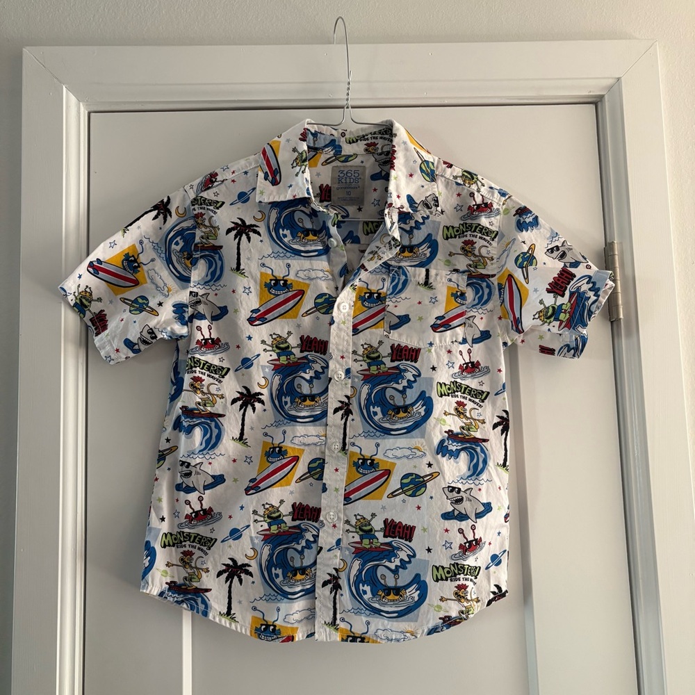 365 Kids from Garanimals • Monsters Surfing Button Up Shirt